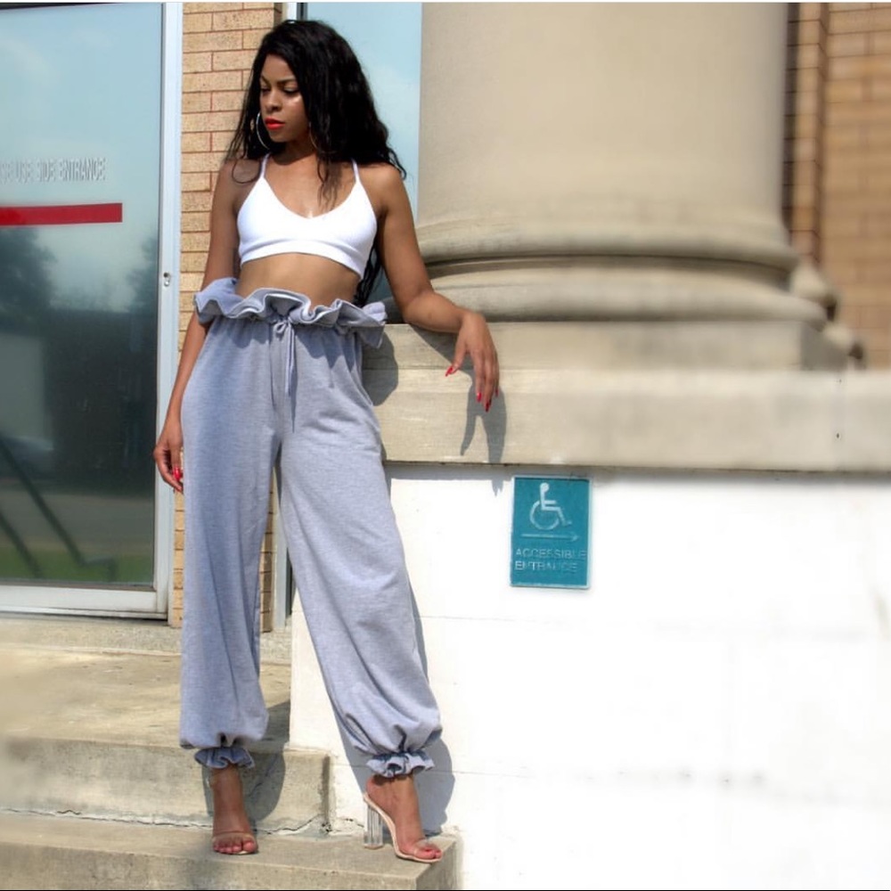 Gray peplum sweats